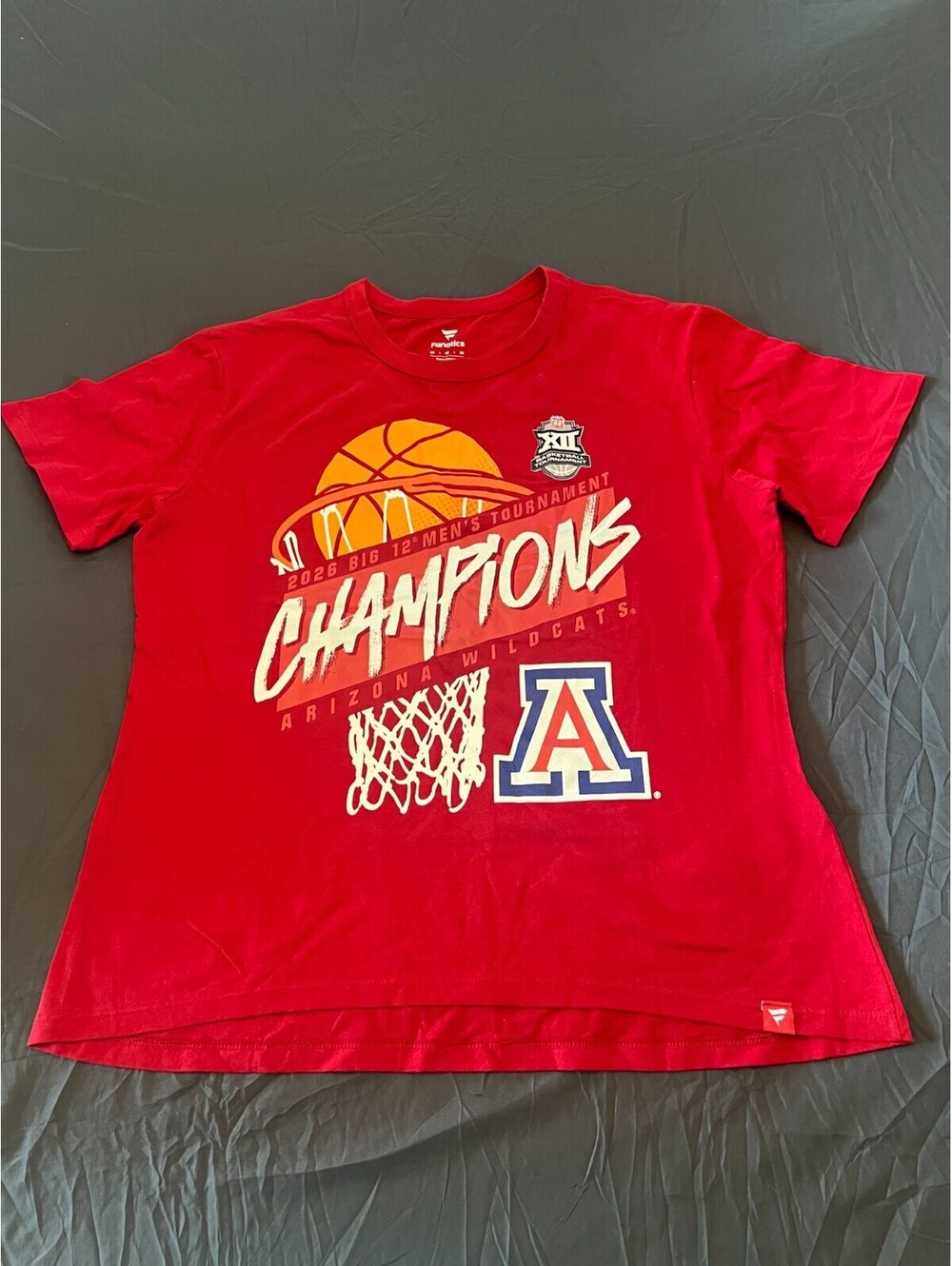 Fanatics Arizona Wildcats 2026 Big 12 Tournament‎ Champions Red T-Shirt Size XL